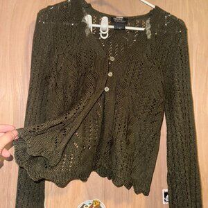 Hot Topic Women's Green and Khaki Cardigan